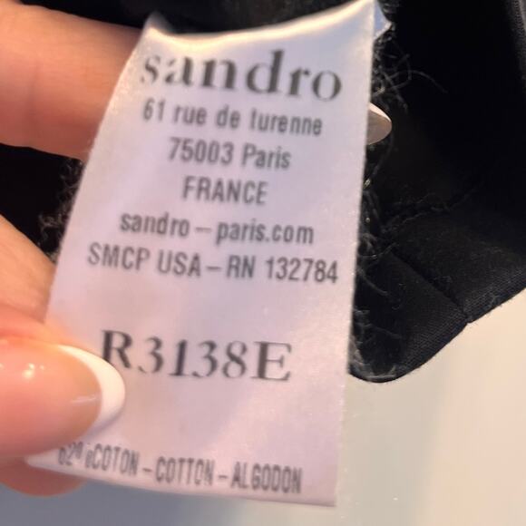 Sandro Paris Black Strapless Mini Dress with Blue Trim 2 - Picture 6 of 9